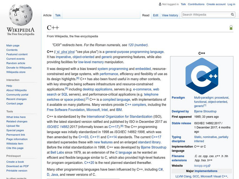 Wikipedia: C++ Article for 9th - 10th Grade | Lesson Planet