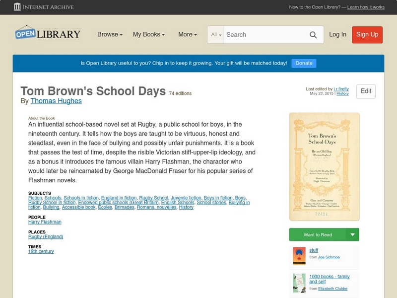 Open Library: Tom Brown's School Days eBook