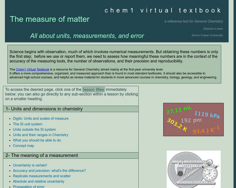 Chem1 Virtual Textbook: The Measure of Matter eBook Chem1 Virtual Textbook: The Measure of Matter eBook