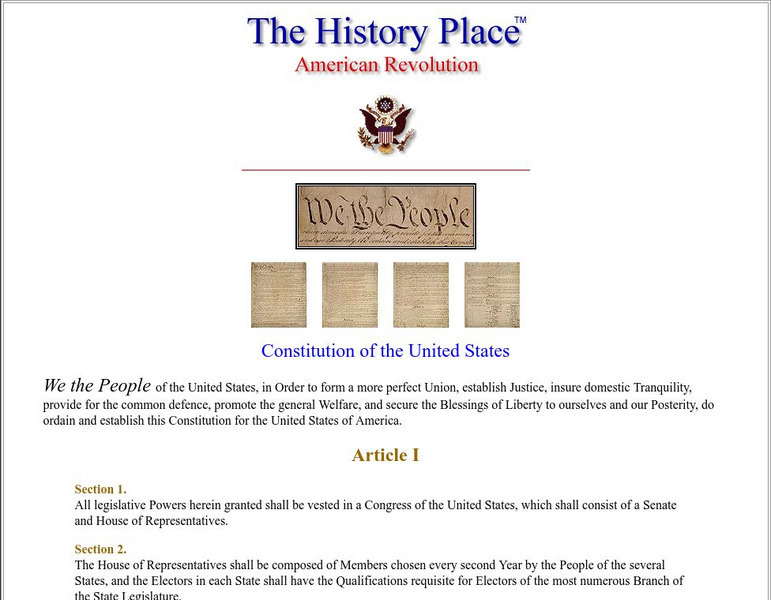 The History Place: American Revolution: Constitution of United States Primary