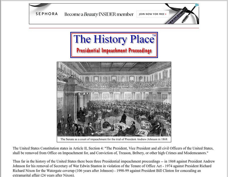 The History Place: Presidential Impeachment Proceedings Handout