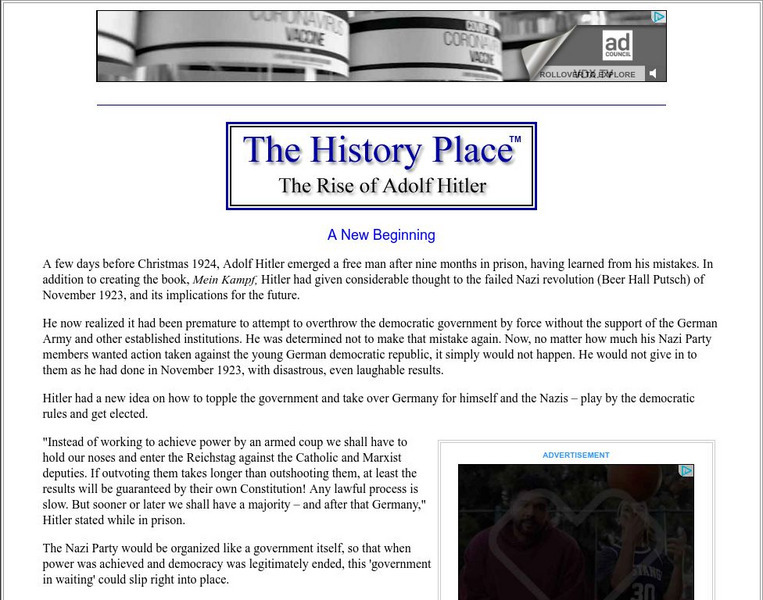 The History Place: The Rise of Adolf Hitler: A New Beginning Handout The History Place: The Rise of Adolf Hitler: A New Beginning Handout