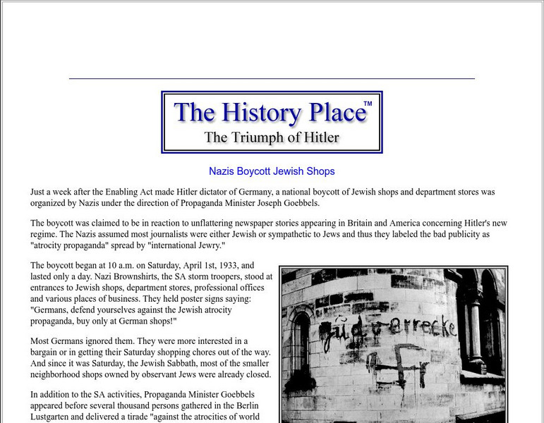 The History Place: The Triumph of Hitler: Nazis Boycott Jewish Shops Handout The History Place: The Triumph of Hitler: Nazis Boycott Jewish Shops Handout
