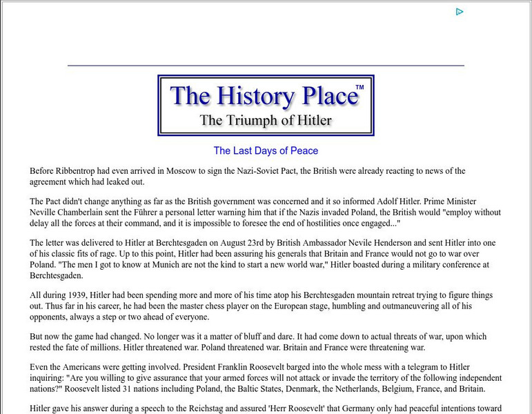 The History Place: The Triumph of Hitler: The Last Days of Peace Handout The History Place: The Triumph of Hitler: The Last Days of Peace Handout