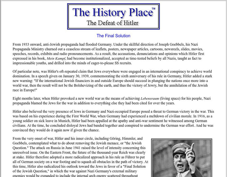 The History Place: The Defeat of Hitler: The Final Solution Handout The History Place: The Defeat of Hitler: The Final Solution Handout