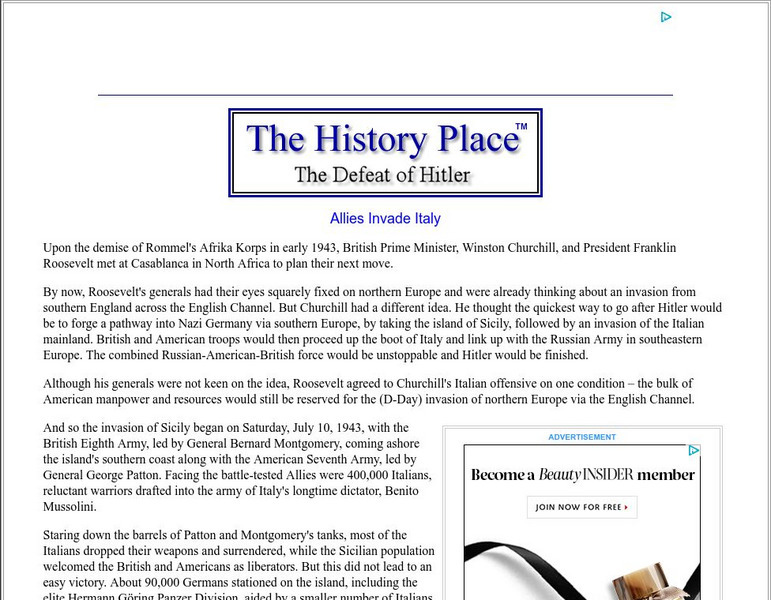 The History Place: The Defeat of Hitler: Allies Invade Italy Handout The History Place: The Defeat of Hitler: Allies Invade Italy Handout