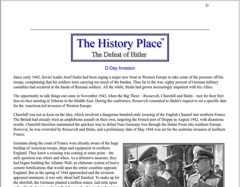 The History Place: The Defeat of Hitler: D Day Invasion Handout The History Place: The Defeat of Hitler: D Day Invasion Handout