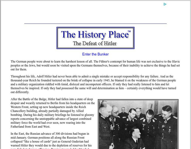 The History Place: The Defeat of Hitler: Enter the Bunker Handout The History Place: The Defeat of Hitler: Enter the Bunker Handout