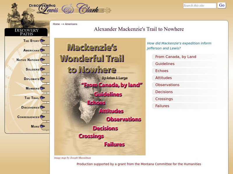 Discovering Lewis & Clark: Alexander Mackenzie Article Discovering Lewis & Clark: Alexander Mackenzie Article