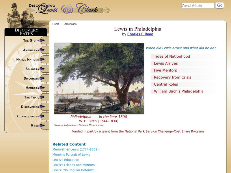 Discovering Lewis & Clark: Lewis in Philadelphia Website Discovering Lewis & Clark: Lewis in Philadelphia Website