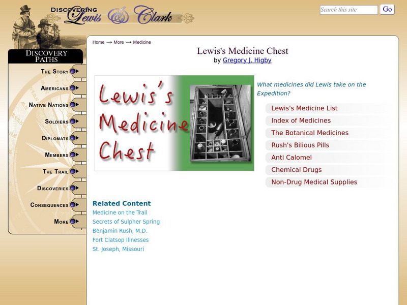 Discovering Lewis & Clark: Lewis's Medicine Chest Handout Discovering Lewis & Clark: Lewis's Medicine Chest Handout
