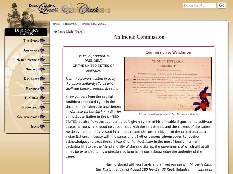 Discovering Lewis & Clark: An Indian Commission Primary