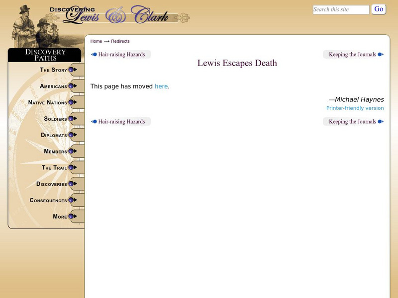 Discovering Lewis & Clark: Lewis Escapes Death Graphic