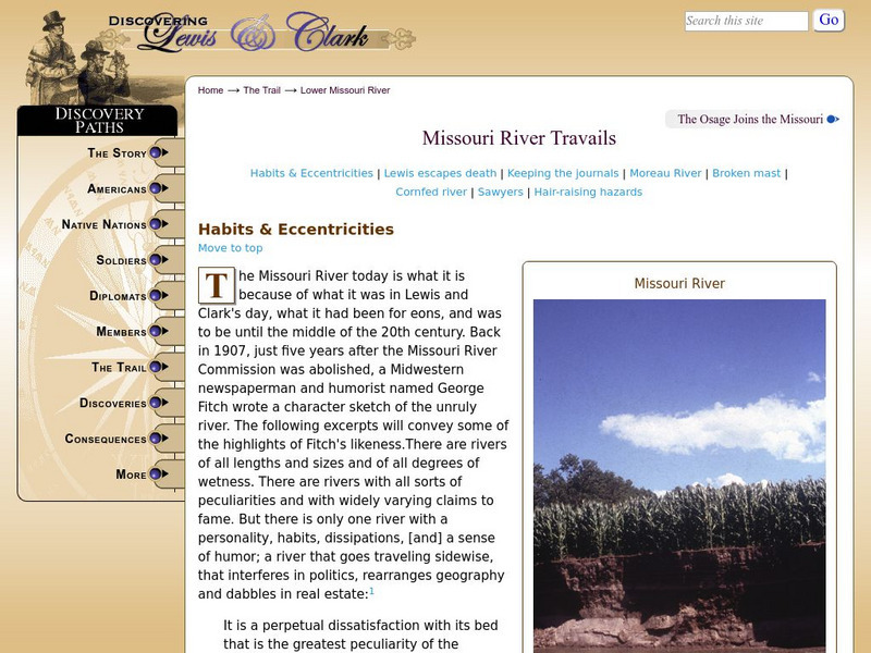 Discovering Lewis & Clark: The Missouri: Habits & Eccentricities Article Discovering Lewis & Clark: The Missouri: Habits & Eccentricities Article
