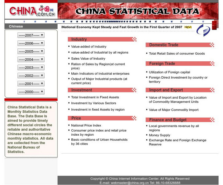 China.com: Statistical Data Website
