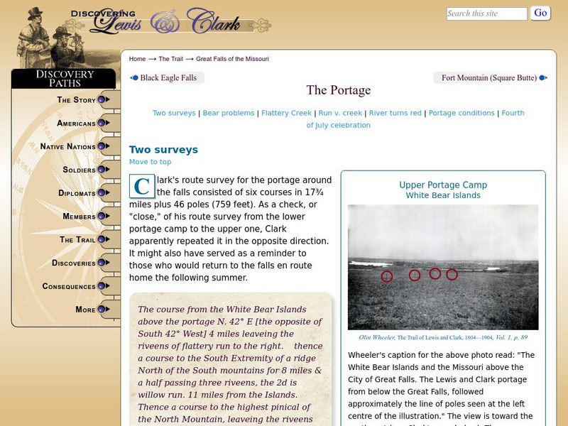 Discovering Lewis & Clark: The Portage Article Discovering Lewis & Clark: The Portage Article
