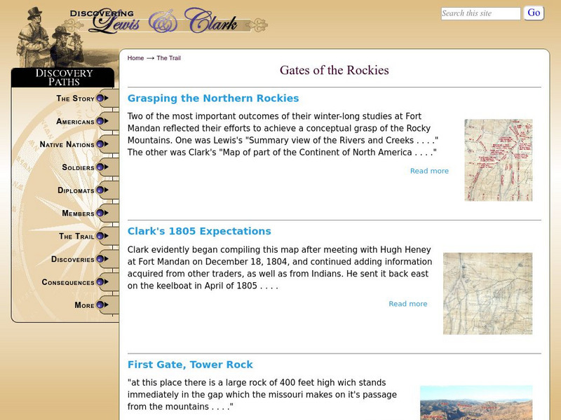 Discovering Lewis & Clark: Rocky Mountain Gates Website Discovering Lewis & Clark: Rocky Mountain Gates Website