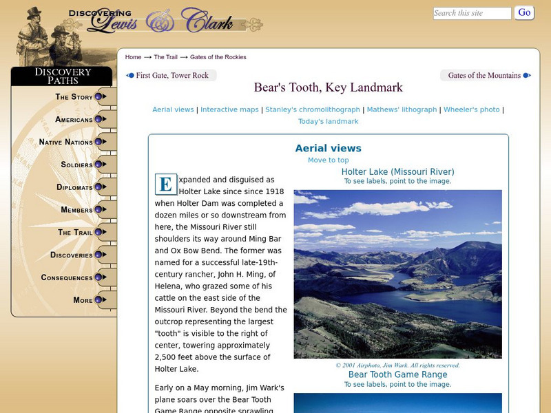 Discovering Lewis & Clark: Landmark the Bear's Tooth Article Discovering Lewis & Clark: Landmark the Bear's Tooth Article