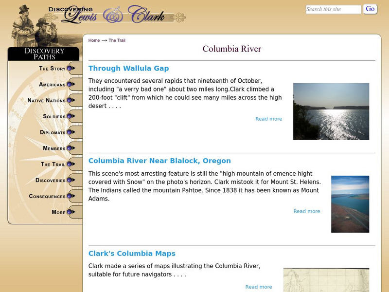 Discovering Lewis & Clark: Down the Columbia Website Discovering Lewis & Clark: Down the Columbia Website