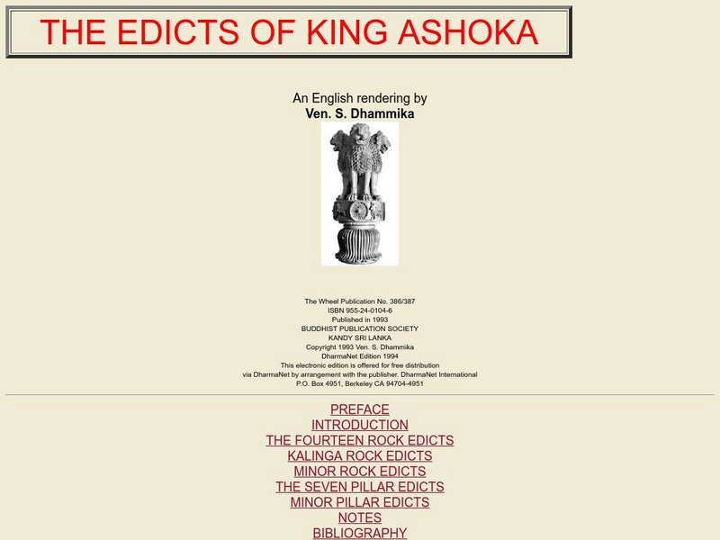 The Edicts of King Ashoka Primary The Edicts of King Ashoka Primary