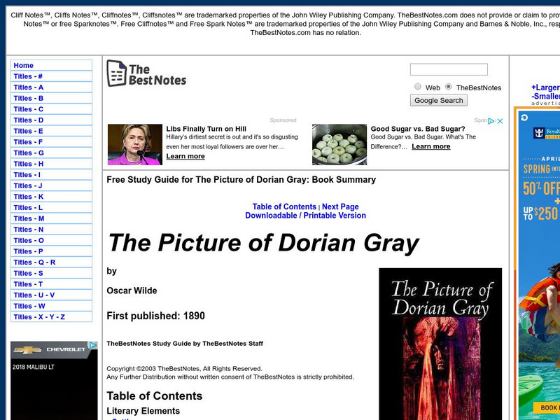 The Best Notes: The Picture of Dorian Gray by Oscar Wilde Unit Plan The Best Notes: The Picture of Dorian Gray by Oscar Wilde Unit Plan