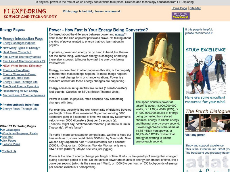 Ft Exploring: Power How Fast Is Your Energy Being Converted? Handout Ft Exploring: Power How Fast Is Your Energy Being Converted? Handout