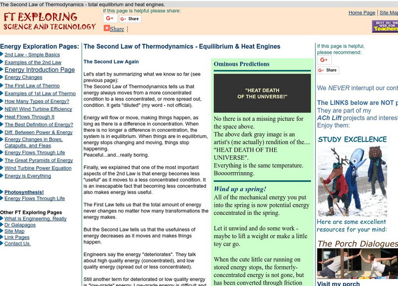 Ft Exploring: The Second Law of Thermodynamics Equilibrium & Heat Engines Handout Ft Exploring: The Second Law of Thermodynamics Equilibrium & Heat Engines Handout