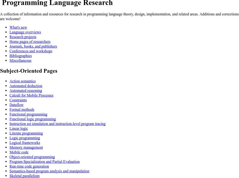 Carnegie Mellon University: Programming Language Research Handout