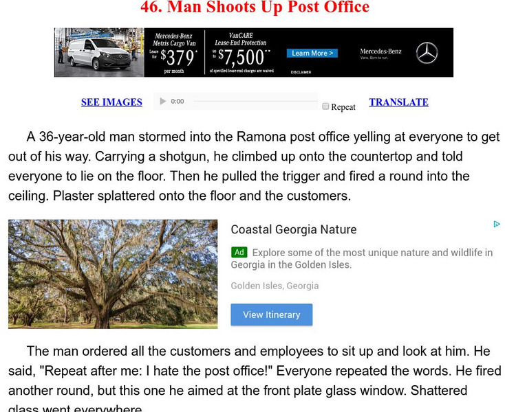 Esl: English for Intermediate Learners (2): Man Shoots Up Post Office Unit Plan Esl: English for Intermediate Learners (2): Man Shoots Up Post Office Unit Plan