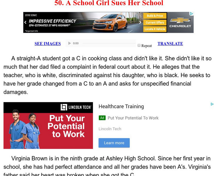 Esl: English for Intermediate Learners (2): A School Girl Sues Her School Unit Plan Esl: English for Intermediate Learners (2): A School Girl Sues Her School Unit Plan