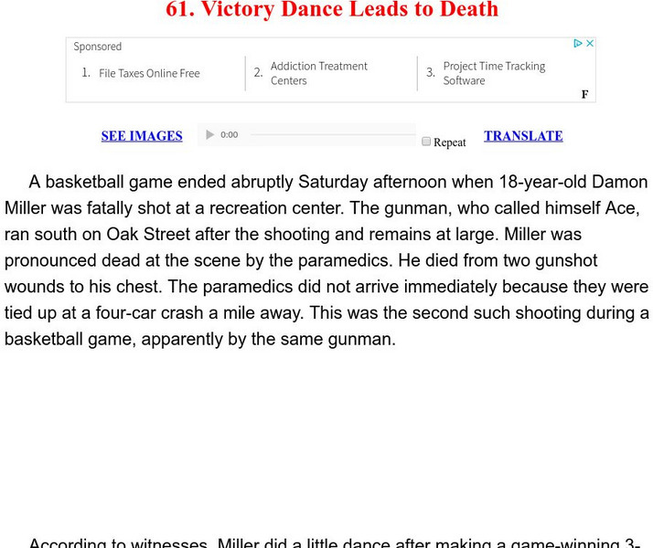 Esl: English for Intermediate Learners (2): Victory Dance Leads to Death Unit Plan Esl: English for Intermediate Learners (2): Victory Dance Leads to Death Unit Plan
