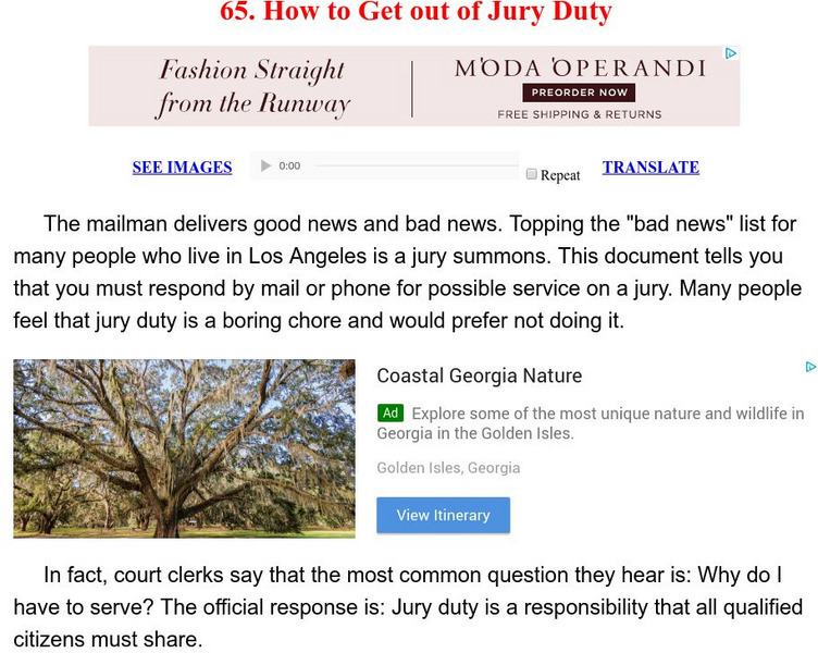 Esl: English for Intermediate Learners (2): How to Get Out of Jury Duty Unit Plan Esl: English for Intermediate Learners (2): How to Get Out of Jury Duty Unit Plan