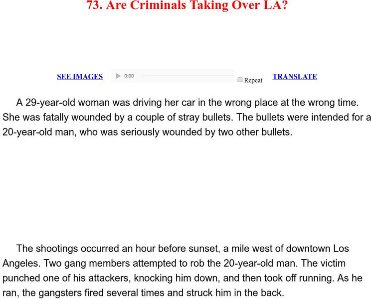 Esl: English for Intermediate Learners (2): Are Criminals Taking Over La? Unit Plan Esl: English for Intermediate Learners (2): Are Criminals Taking Over La? Unit Plan