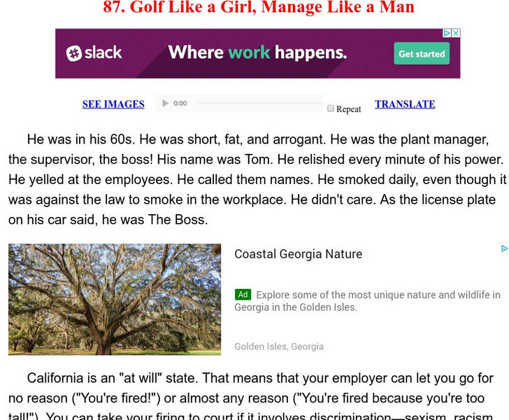 Esl: English for Intermediate Learners (2): Golf Like a Girl, Manage Like a Man Unit Plan Esl: English for Intermediate Learners (2): Golf Like a Girl, Manage Like a Man Unit Plan
