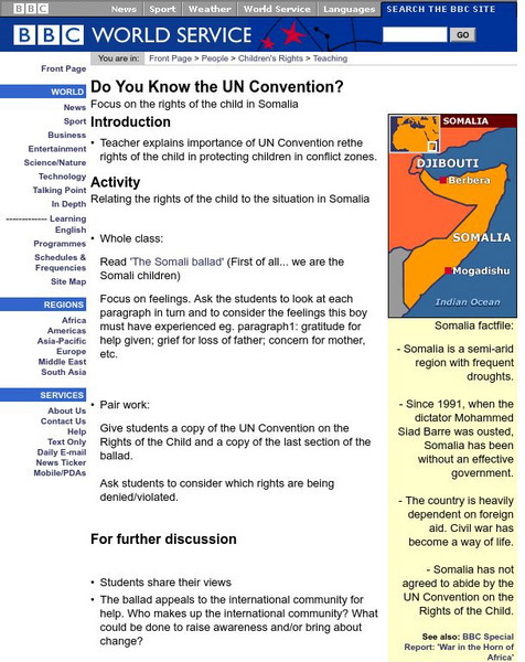 Bbc: A World for Children: Rights of Children in Somalia Activity Bbc: A World for Children: Rights of Children in Somalia Activity