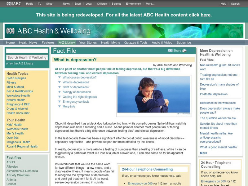 Australian Broadcasting Corporation: Dark Side of the Mood: Dealing With Depression Handout Australian Broadcasting Corporation: Dark Side of the Mood: Dealing With Depression Handout
