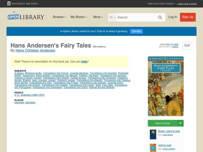 Open Library: Hans Andersen's Fairy Tales eBook Open Library: Hans Andersen's Fairy Tales eBook