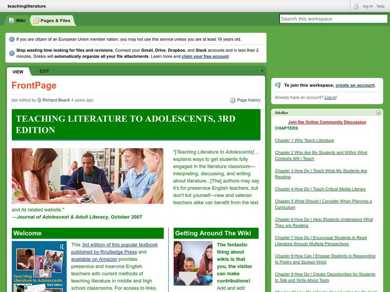 Teaching Literature to Adolescents, 2nd Edition: Literature Links Professional Doc Teaching Literature to Adolescents, 2nd Edition: Literature Links Professional Doc