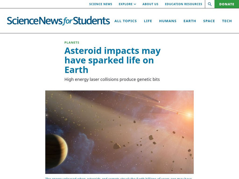Science News for Students: Asteroid Impacts May Have Sparked Life Article Science News for Students: Asteroid Impacts May Have Sparked Life Article