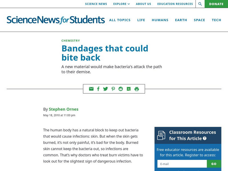 Science News for Students: Bandages That Could Bite Back Article