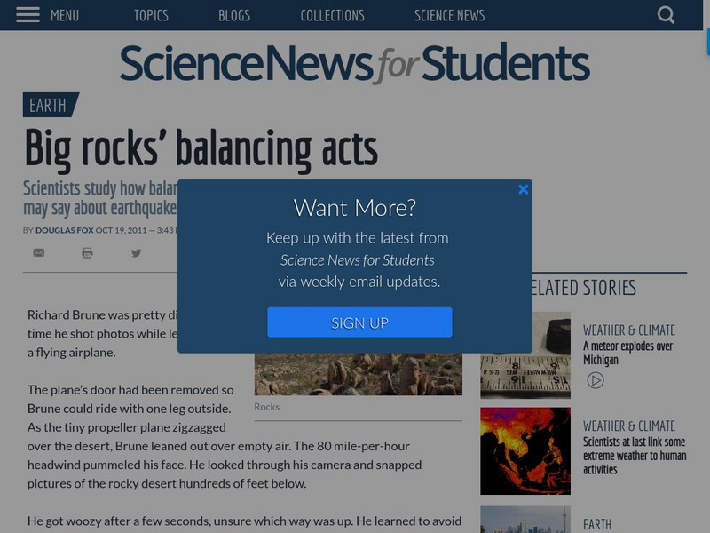 Science News for Students: Big Rocks' Balancing Acts Article