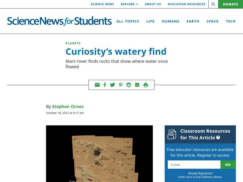 Science News for Students: Curiosity's Watery Find Article Science News for Students: Curiosity's Watery Find Article