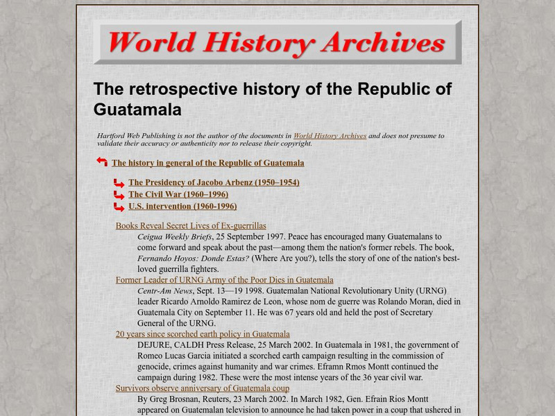 World History Archives: The Retrospective History of Guatemala Article