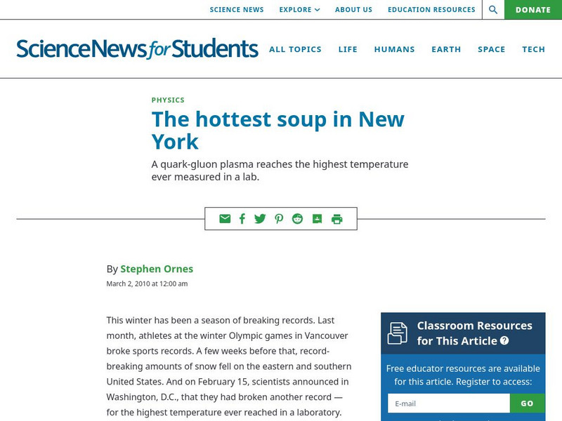 Science News for Students: The Hottest Soup in New York Article Science News for Students: The Hottest Soup in New York Article