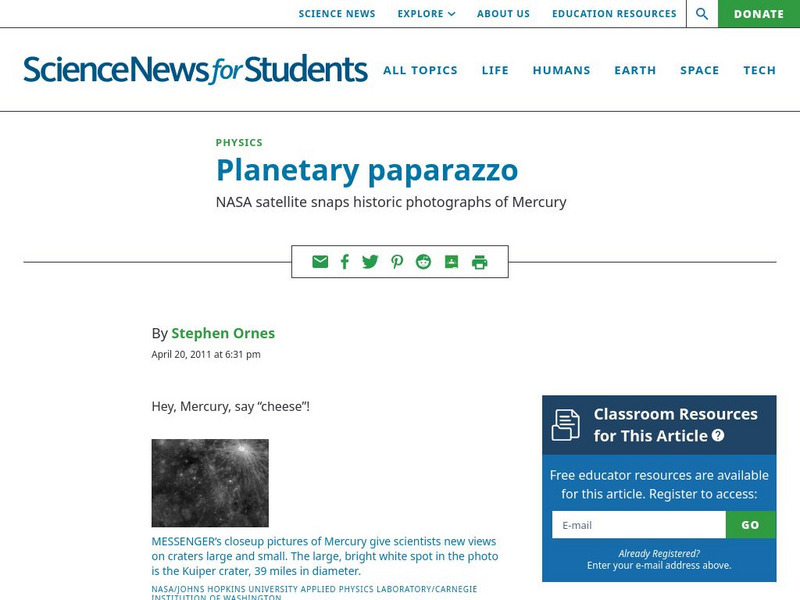 Science News for Students: Planetary Paparazzo Article Science News for Students: Planetary Paparazzo Article