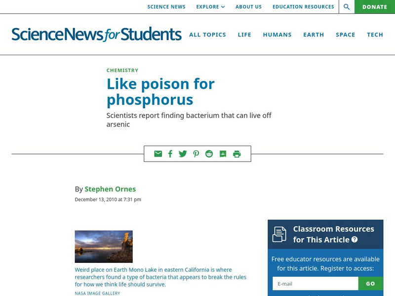 Science News for Students: Like Poison for Phosphorus Article Science News for Students: Like Poison for Phosphorus Article