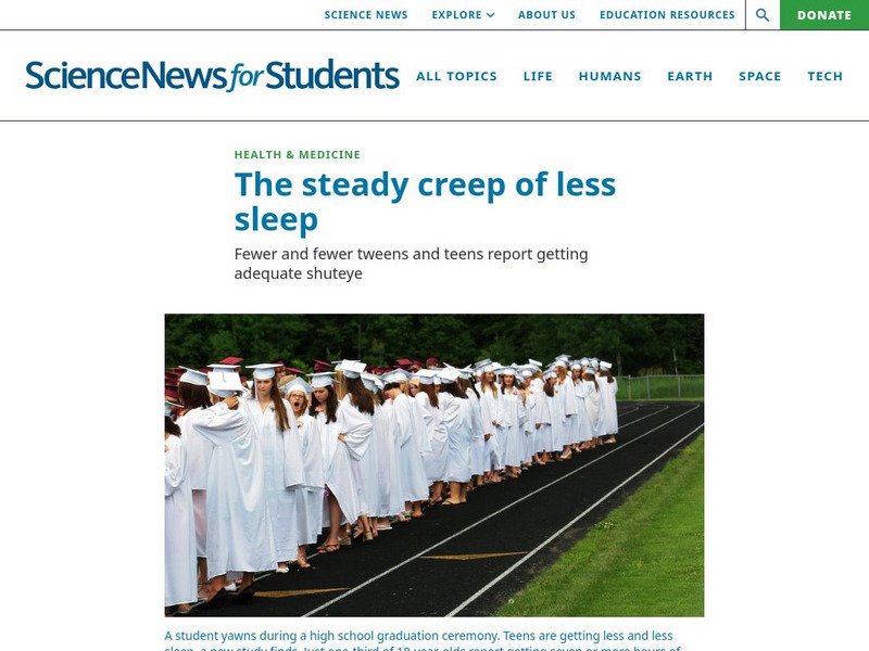 Science News for Students: The Steady Creep of Less Sleep Article Science News for Students: The Steady Creep of Less Sleep Article