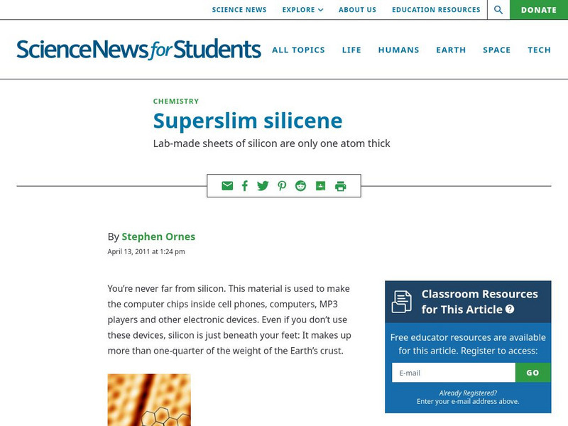 Science News for Students: Superslim Silicene Article Science News for Students: Superslim Silicene Article