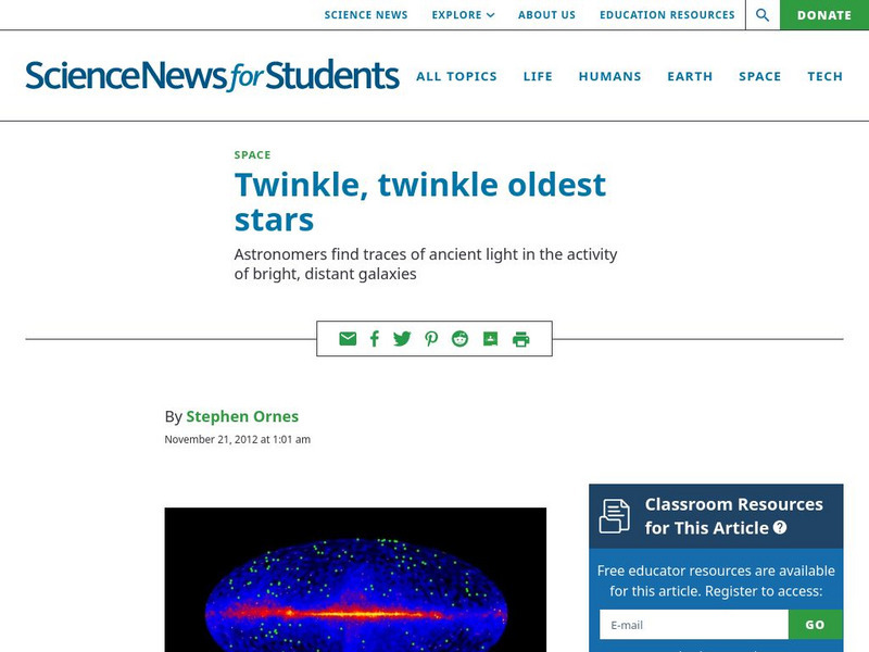 Science News for Students: Twinkle, Twinkle Oldest Stars Article Science News for Students: Twinkle, Twinkle Oldest Stars Article