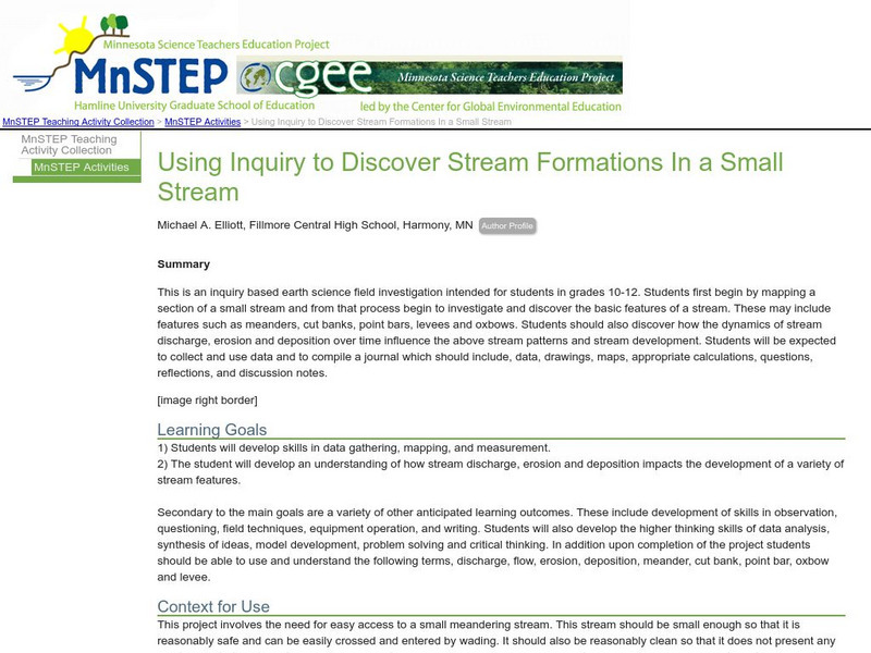 Serc: Using Inquiry to Discover Stream Formations in a Small Stream Lesson Plan Serc: Using Inquiry to Discover Stream Formations in a Small Stream Lesson Plan
